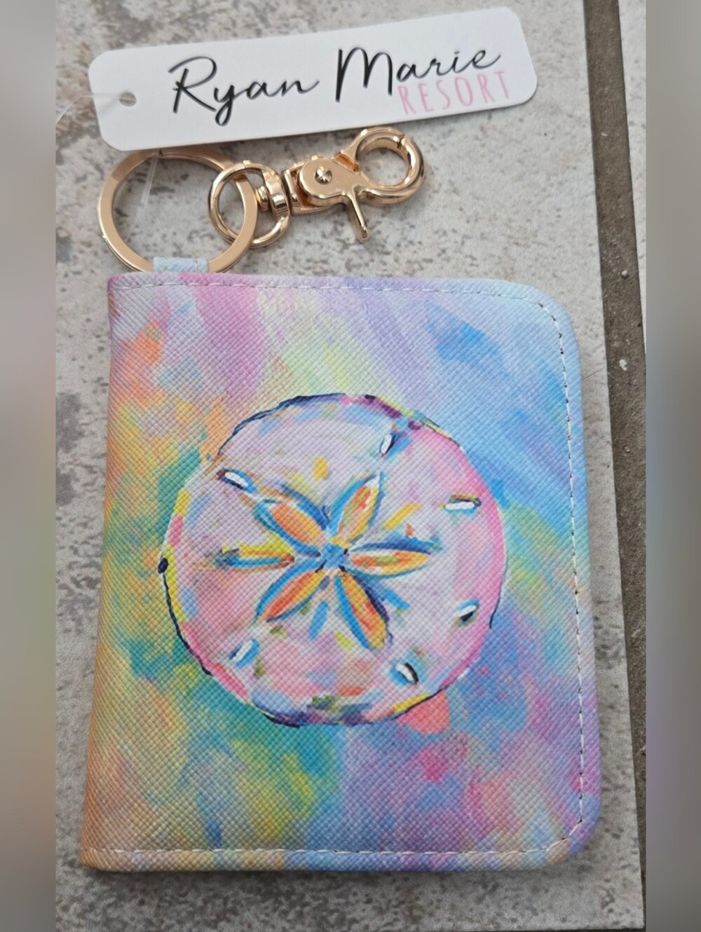 Ryan Marie Pastel Sand Dollar Key Wallet with Gold Clip